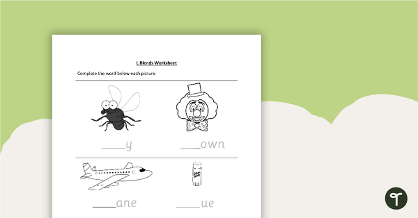 Preview image for L Blends Worksheet - teaching resource
