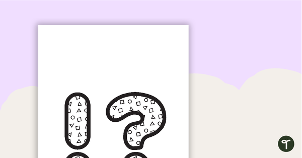 Black and White Pattern - Letter, Number, and Punctuation Set teaching resource