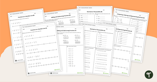 Fractions and Decimals Worksheets - Year 5 teaching resource