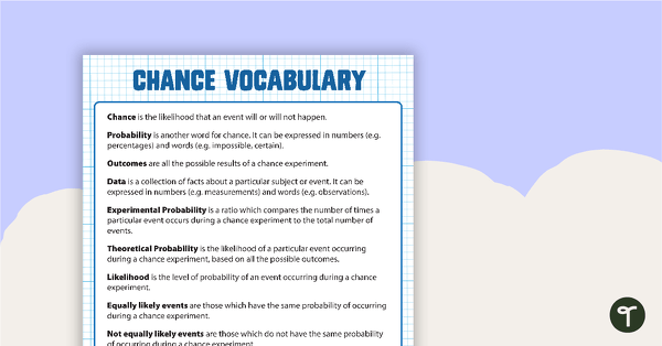 Chance Vocabulary Definitions teaching resource