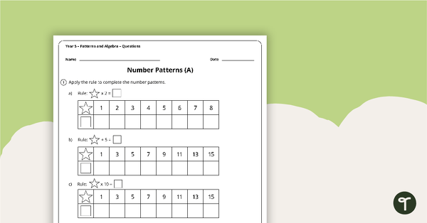 Preview image for Patterns and Algebra Worksheets - Year 5 - teaching resource