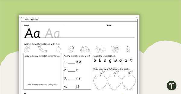 Go to Letter Aa - Alphabet Worksheet teaching resource