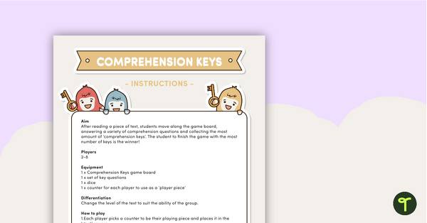 Comprehension Keys Board Game teaching resource
