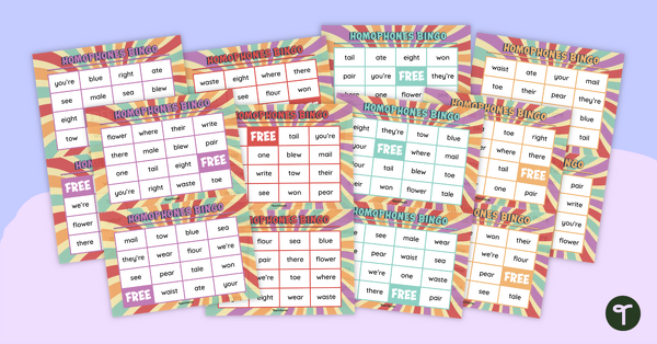 Go to Homophones Bingo teaching resource