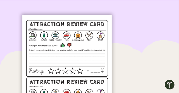 Go to Attraction Review Card Template teaching resource