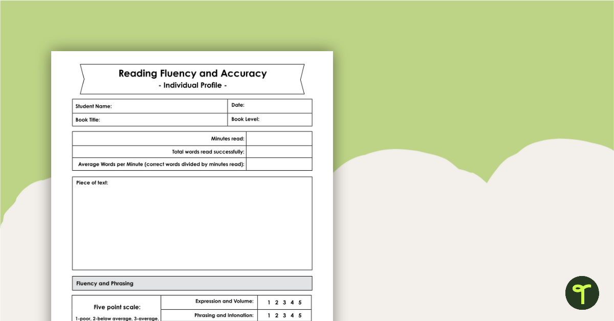 Reading Fluency and Accuracy - Student Tracker teaching resource