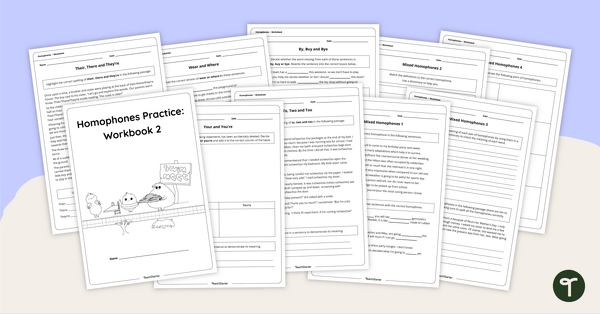 Preview image for Homophones Practice Workbook - Upper Primary - teaching resource