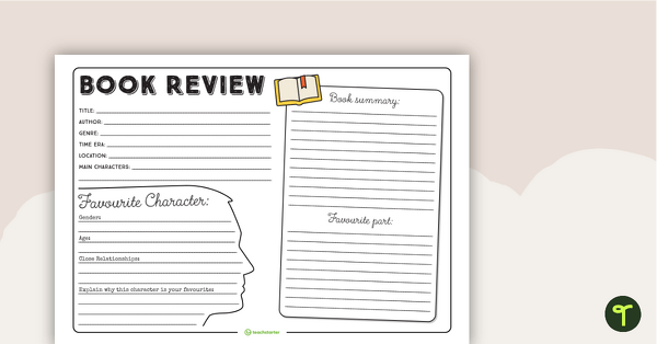 Image of Book Review Worksheet