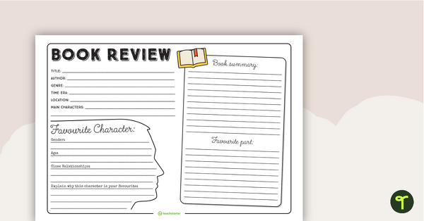 Preview image for Book Review Worksheet - teaching resource