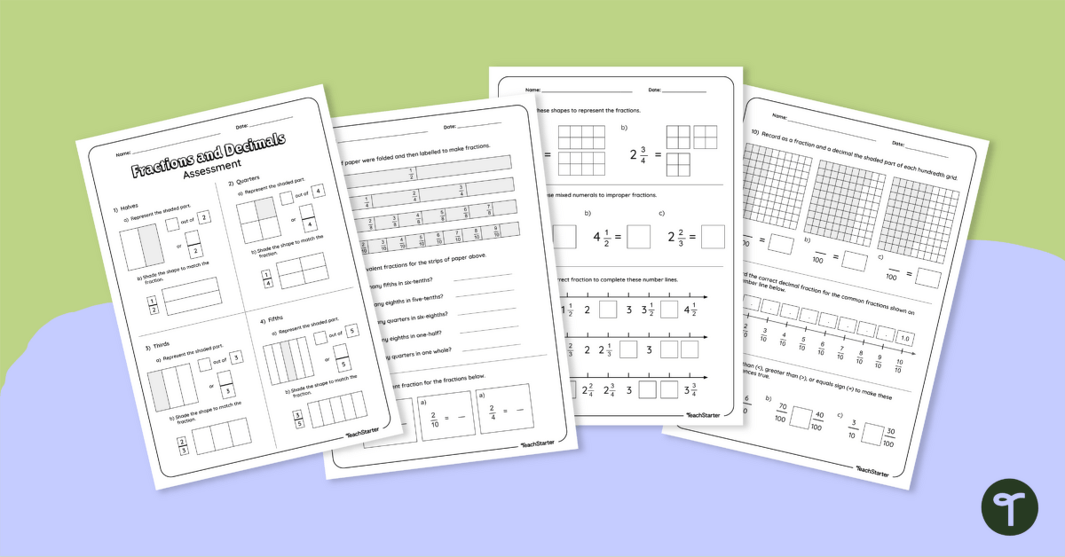 Fractions and Decimals Assessment teaching resource