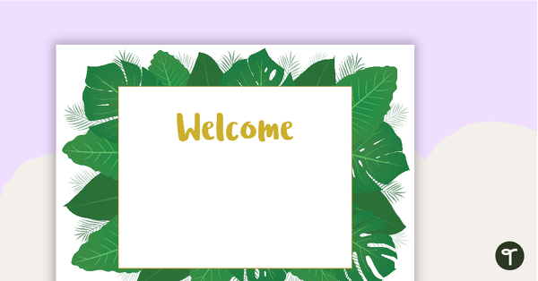Image of Lush Leaves White - Welcome Sign and Name Tags