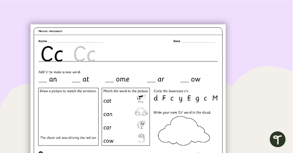 Letter Cc - Alphabet Worksheet teaching resource