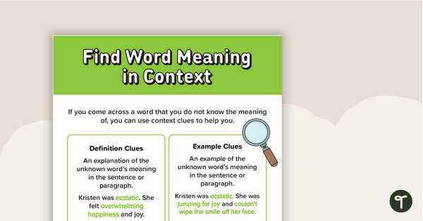 Find Word Meaning in Context Poster teaching resource