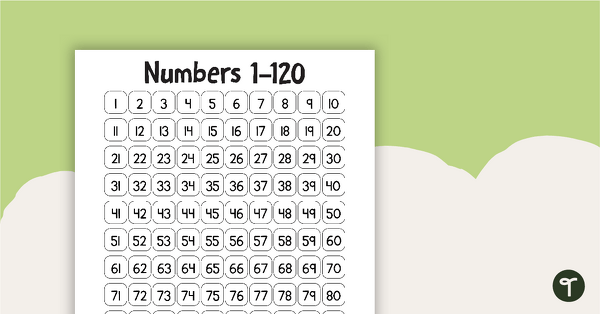 Preview image for Black and White Number Board - 1-120 - teaching resource