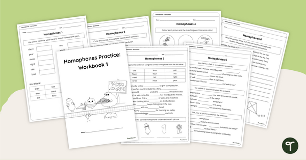 Go to Homophones Practice Workbook - Lower Primary teaching resource