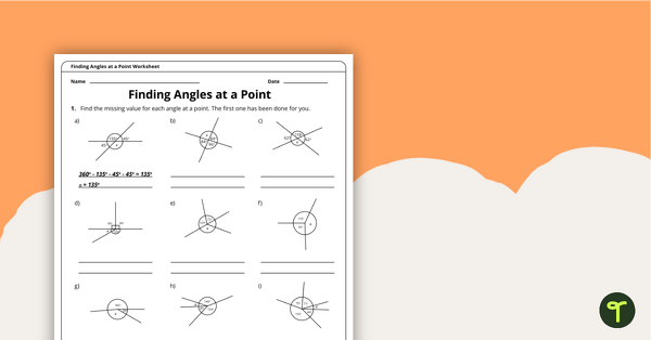 Go to Angles at a Point – 4th Grade Math Worksheet teaching resource