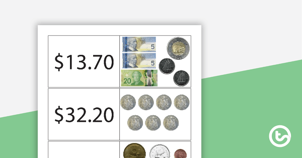 money dominoes canadian currency teach starter