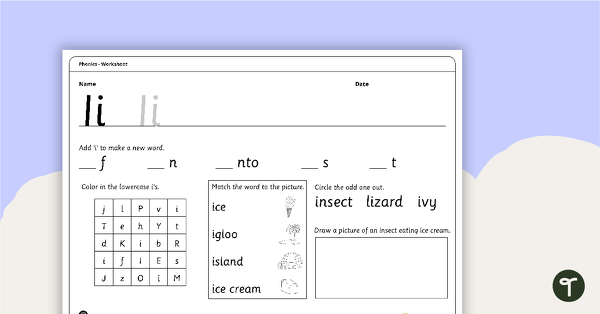 Go to Letter Ii - Alphabet Worksheet teaching resource