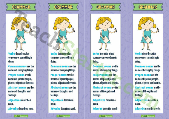 Grammar Bookmarks - Lower Grades teaching resource
