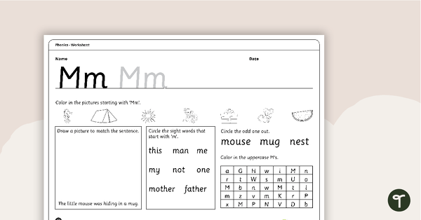 Letter Mm - Alphabet Worksheet teaching resource