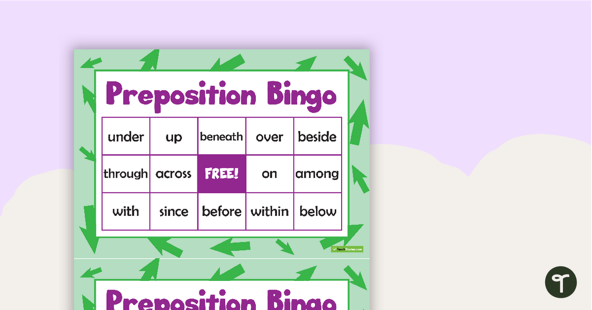 Preposition Bingo teaching resource