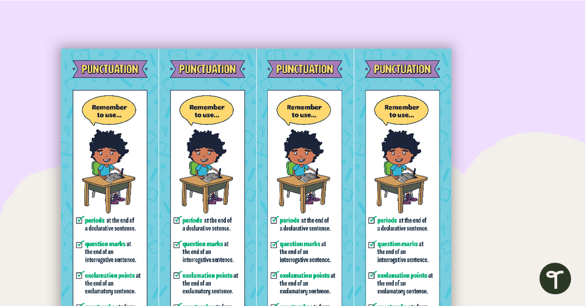 Punctuation Bookmarks – Lower Grades teaching resource