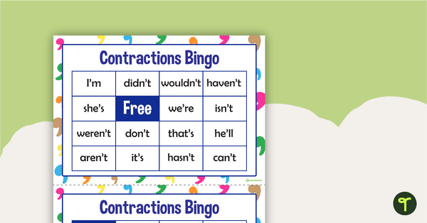 Contractions Bingo teaching resource