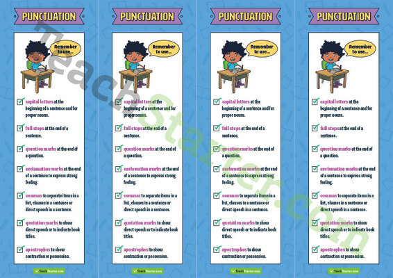 Punctuation Bookmarks - Upper Grades teaching resource