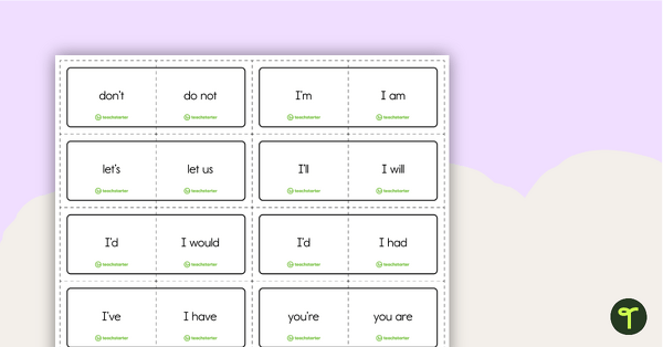Preview image for Contraction Match-Up Cards - teaching resource