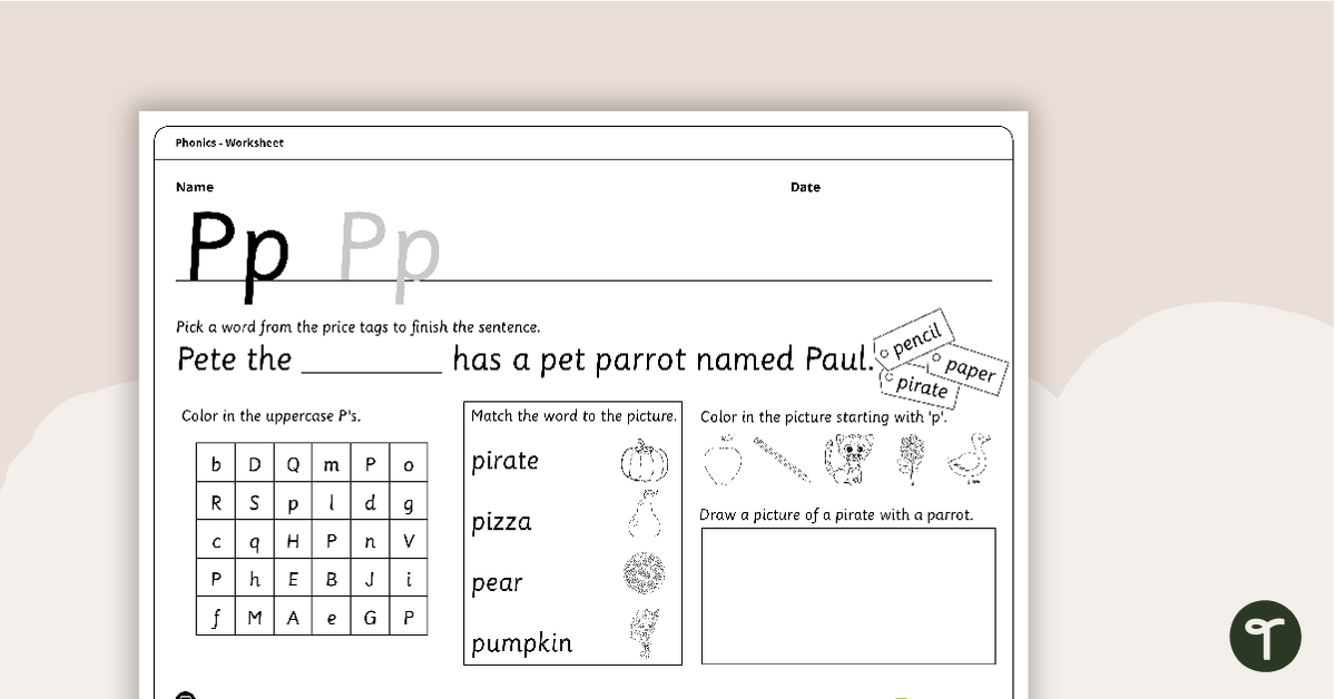 Letter Pp - Alphabet Worksheet teaching resource