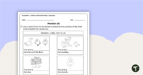 Go to Location and Transformation Worksheets - Foundation teaching resource