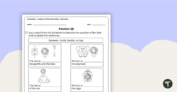 Location and Transformation Worksheets - Foundation teaching resource