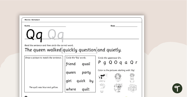 Go to Letter Qq - Alphabet Worksheet teaching resource