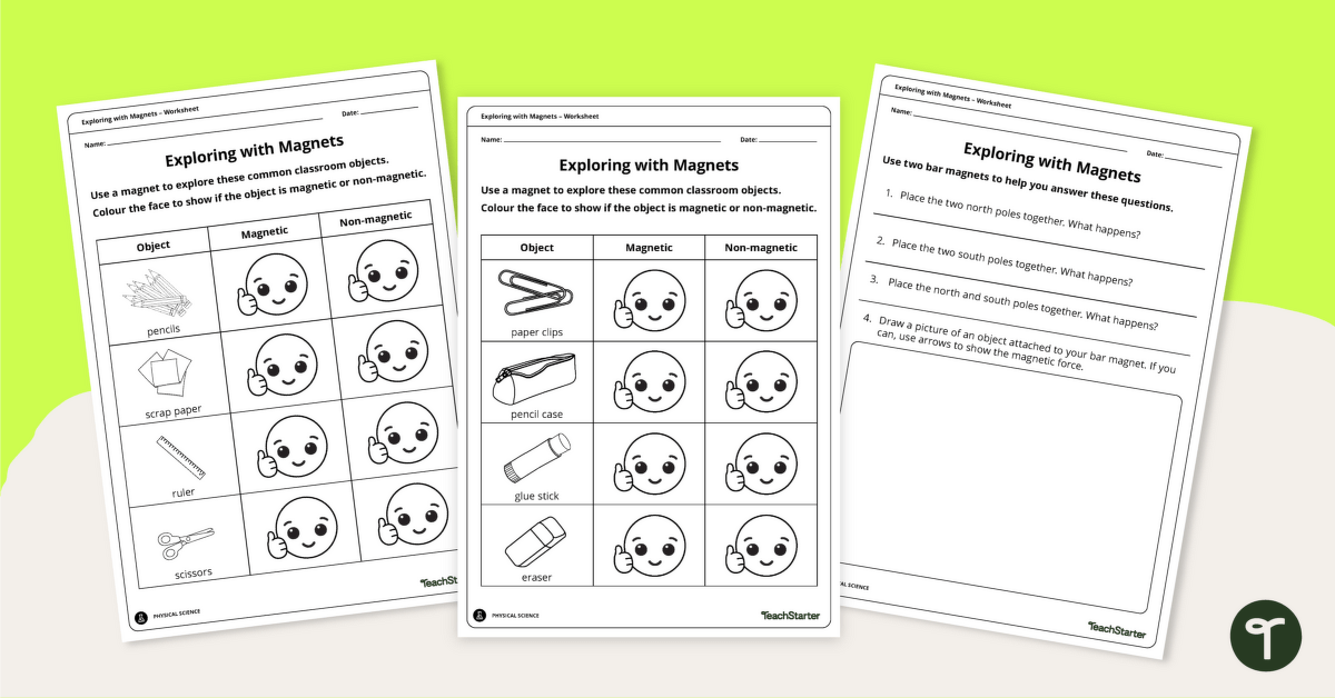 Exploring Magnets Worksheets teaching resource