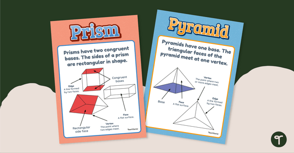 Go to Properties of Pyramids and Prisms - Posters teaching resource