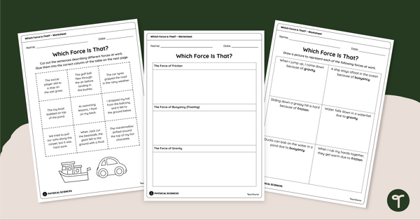 Preview image for Which Force Is That? Worksheet - teaching resource