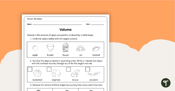 Preview image for Volume Worksheet - teaching resource