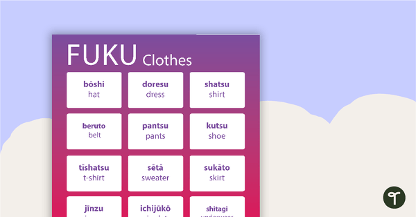 Clothes - Japanese Language Poster teaching resource