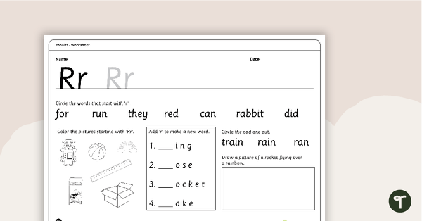 Go to Letter Rr - Alphabet Worksheet teaching resource