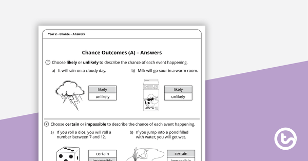 chance worksheets year 2 teach starter