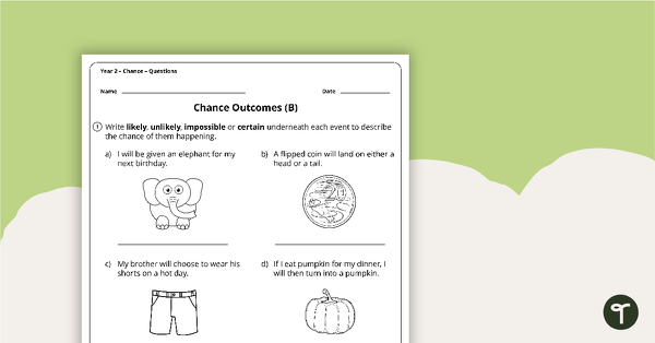 Chance Worksheets - Year 2 teaching resource