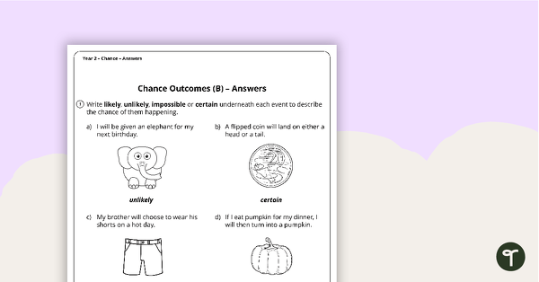 Chance Worksheets - Year 2 teaching resource