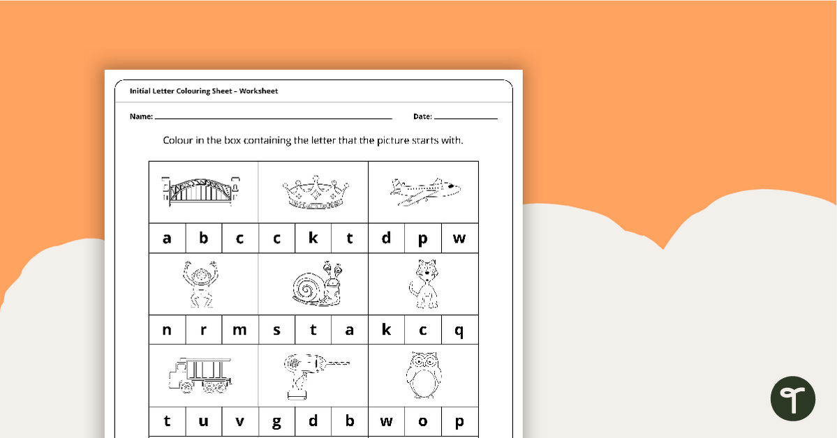 Initial Letter Colouring Worksheet teaching resource