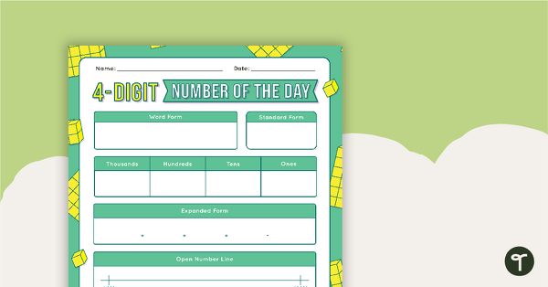 Preview image for 4-Digit Number of the Day Worksheet - teaching resource