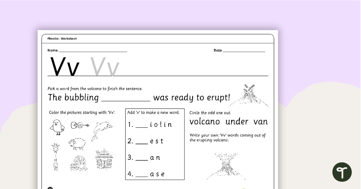Letter Vv - Alphabet Worksheet teaching resource