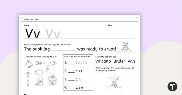 Preview image for Letter Vv - Alphabet Worksheet - teaching resource