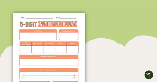 Image of 5-Digit Number of the Day Worksheet