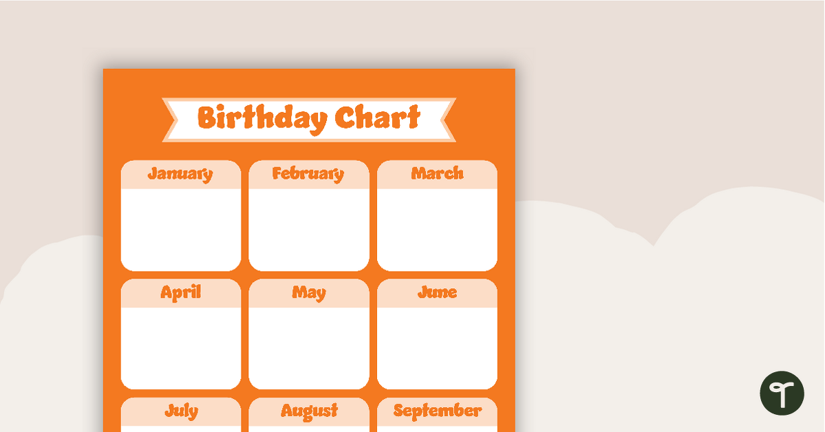 Plain Orange - Birthday Chart teaching resource