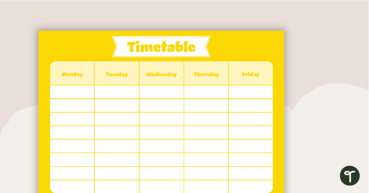 Plain Yellow - Weekly Timetable teaching resource
