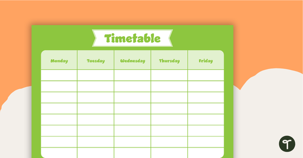 Plain Green - Weekly Timetable teaching resource